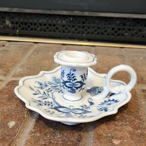 Blue Danube Japan Candlestick Holder Porcelain Vintage Cottage Core Shabby Chic